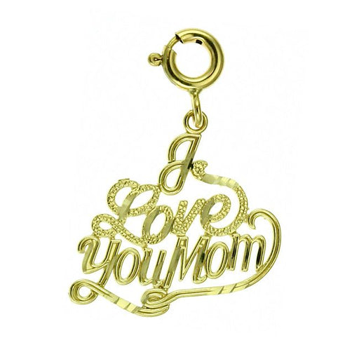 I Love You Mom Charm Pendant 14k Gold