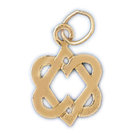 Star of David Heart Charm Pendant 14k Gold