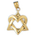 Star of David Heart Charm Pendant 14k Gold