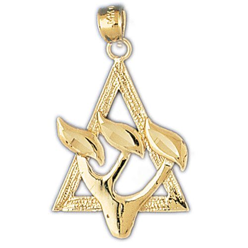 Star of David Tree Charm Pendant 14k Gold