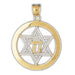 Star of David Two Tone with Chai Charm Pendant 14k Gold