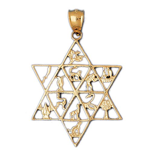 Star of David Charm Pendant 14k Gold