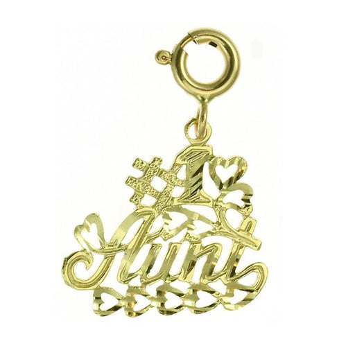 Number One Aunt Charm Pendant 14k Gold