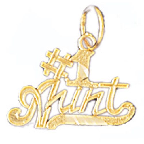 Number One Aunt Charm Pendant 14k Gold