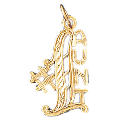 Number One Aunt Charm Pendant 14k Gold