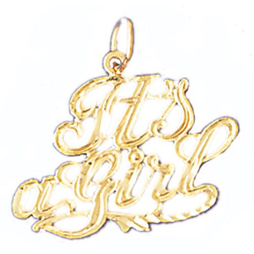 It's A Girl Charm Pendant 14k Gold