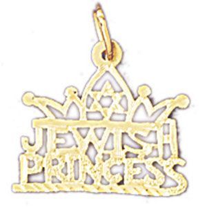 Jewish Princess Charm Pendant 14k Gold