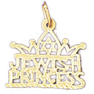 Jewish Princess Charm Pendant 14k Gold