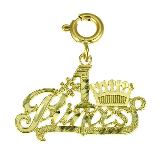 Number 1 Princess Charm Pendant 14k Gold