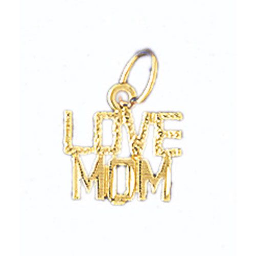 Love Mom Charm Pendant 14k Gold