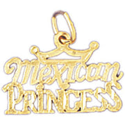 Mexican Princess Charm Pendant 14k Gold