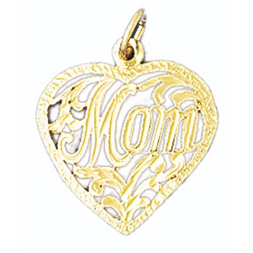 Mom Charm Pendant 14k Gold