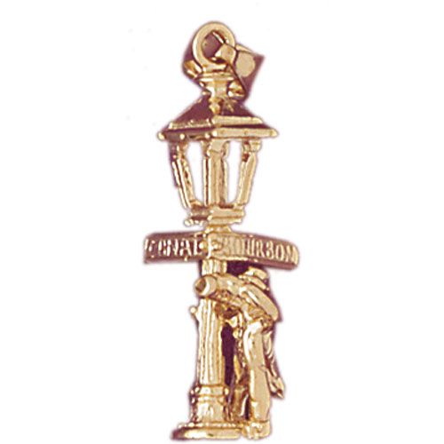 3D Bourson Avenue Street Lamp Charm Pendant 14k Gold