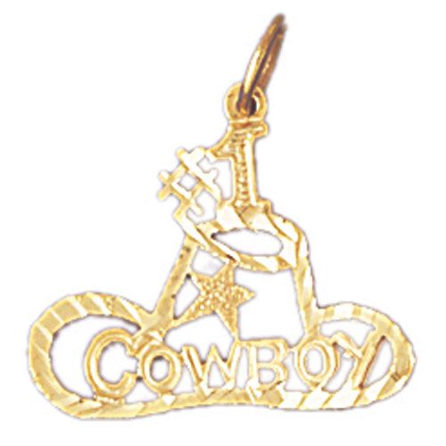 Number One Cowboy Charm Pendant 14k Gold