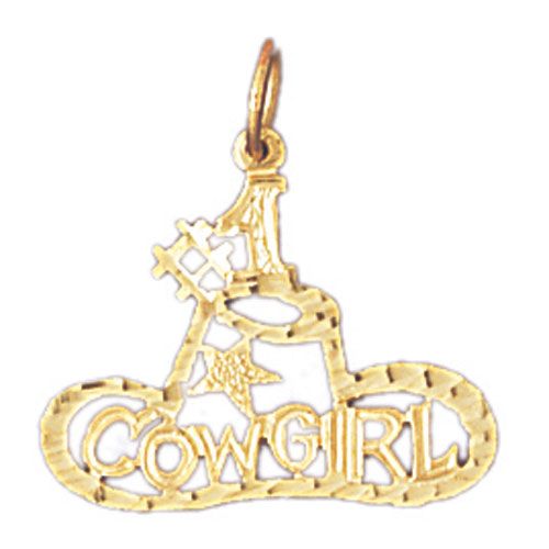 Number One Cowgirl Charm Pendant 14k Gold