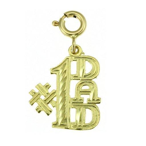 Number One Dad Charm Pendant 14k Gold