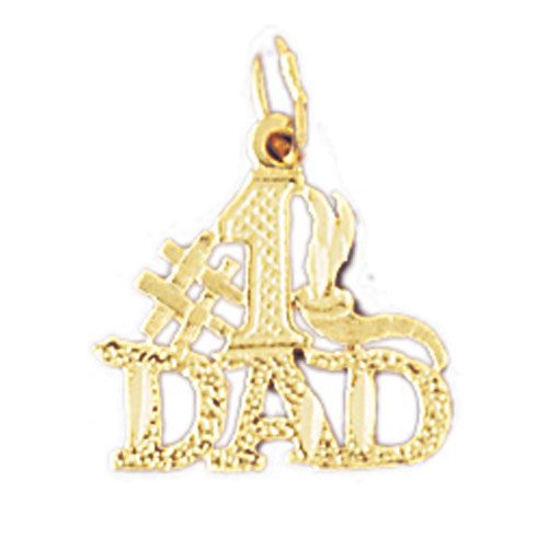 Number One Dad Charm Pendant 14k Gold
