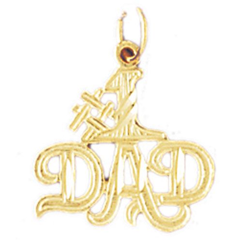 Number One Dad Charm Pendant 14k Gold