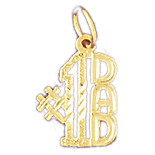 Number One Dad Charm Pendant 14k Gold