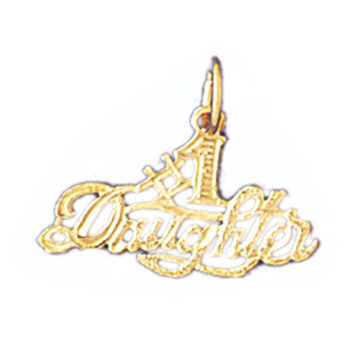 Number One Daughter Charm Pendant 14k Gold
