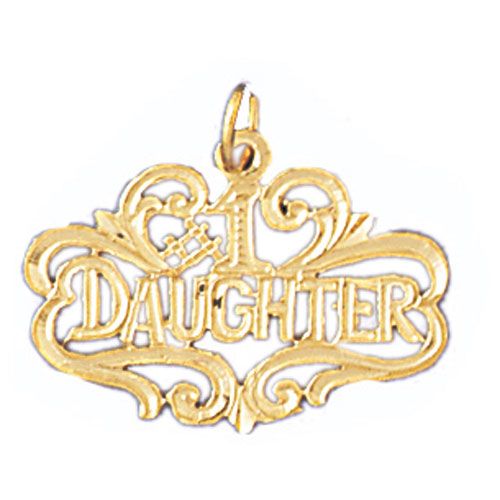 Number One Daughter Charm Pendant 14k Gold