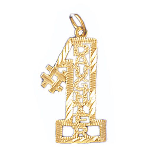 Number One Daughter Charm Pendant 14k Gold