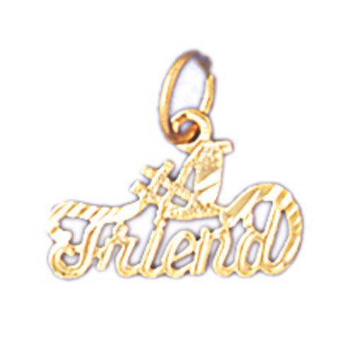 Number One Friend Charm Pendant 14k Gold