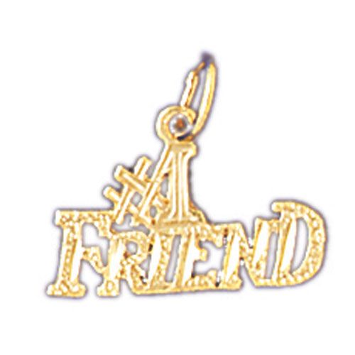 Number One Friend Charm Pendant 14k Gold