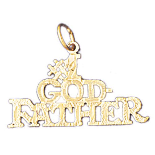 Number One God-Father Charm Pendant 14k Gold