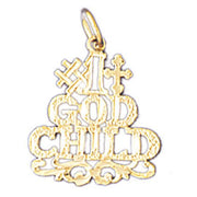 Number One Godchild Charm Pendant 14k Gold