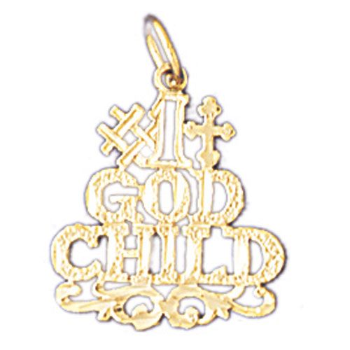 Number One Godchild Charm Pendant 14k Gold