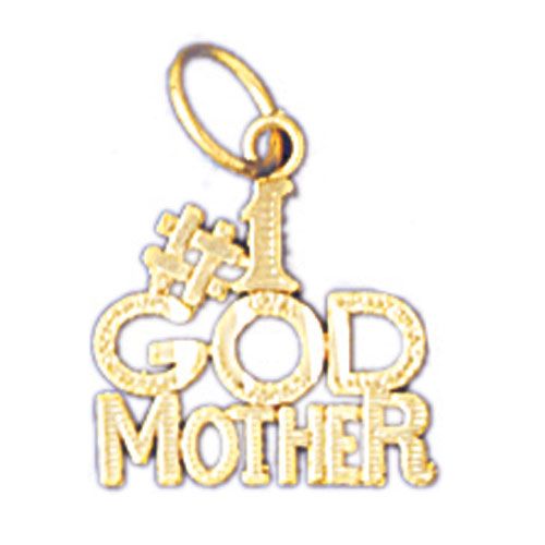 Number One Godmother Charm Pendant 14k Gold