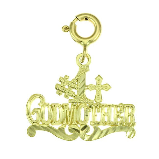 Number One Godmother Charm Pendant 14k Gold