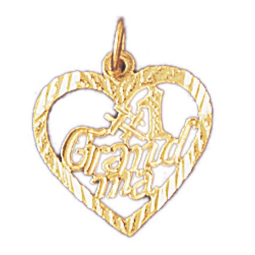 Number One Grandma Charm Pendant 14k Gold