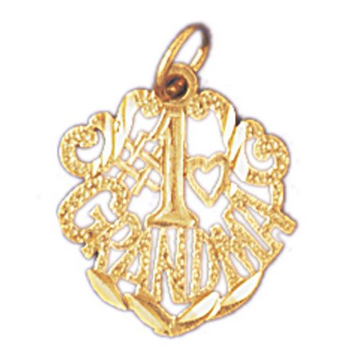 Number One Grandma Charm Pendant 14k Gold