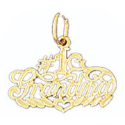 Number One Grandma Charm Pendant 14k Gold