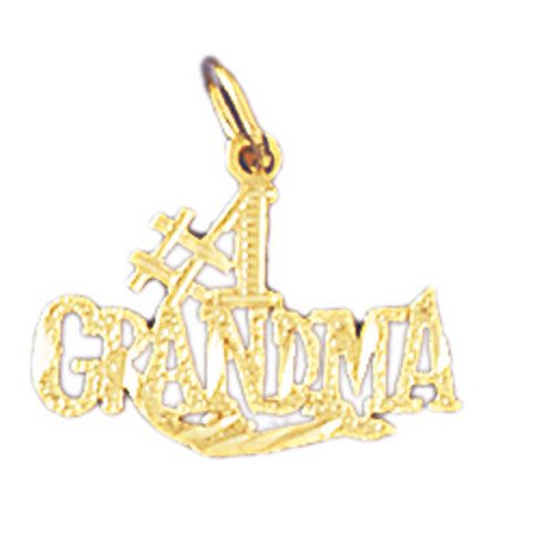 Number One Grandma Charm Pendant 14k Gold