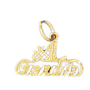 Number One Grandma Charm Pendant 14k Gold