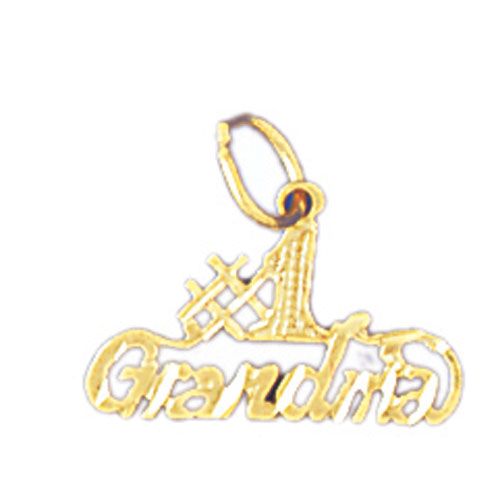 Number One Grandma Charm Pendant 14k Gold