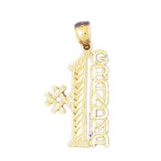 Number One Grandma Charm Pendant 14k Gold