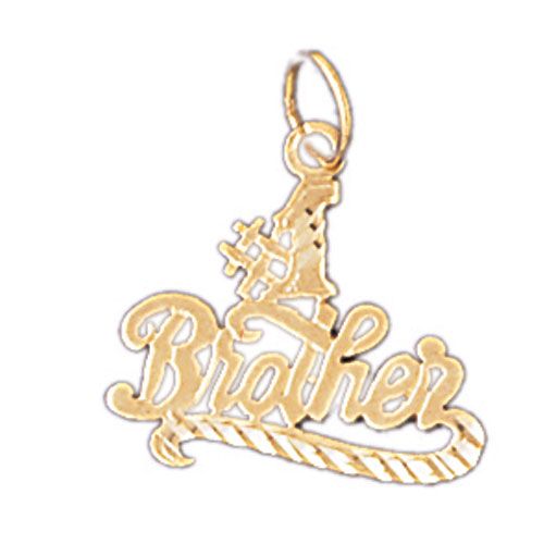 Number One Brother Charm Pendant 14k Gold