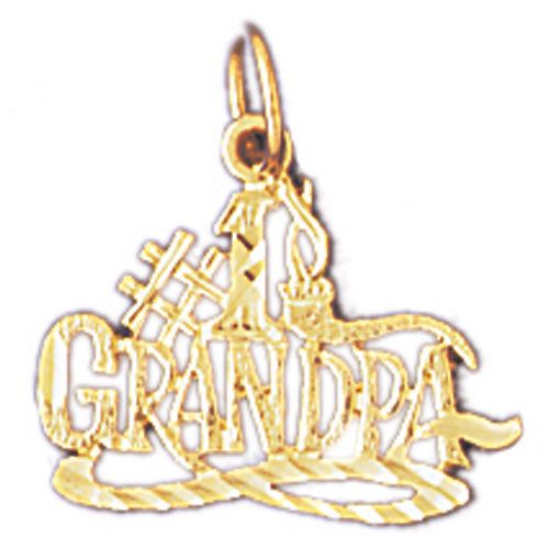 Number One Grandpa Charm Pendant 14k Gold