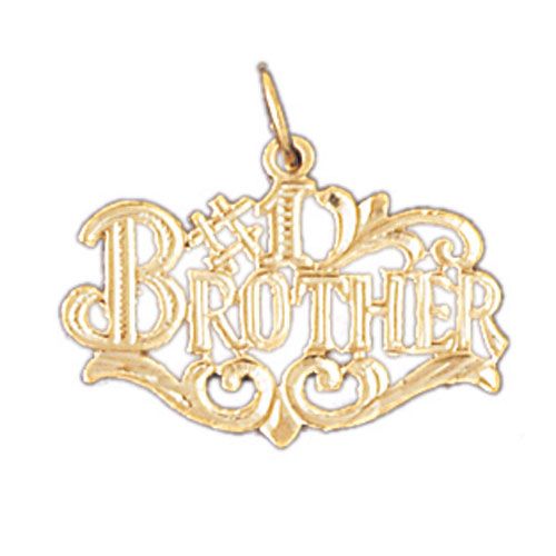 Number One Brother Charm Pendant 14k Gold