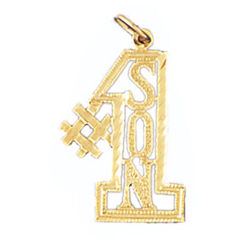 Number One Son Charm Pendant 14k Gold
