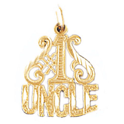 Number One Uncle Charm Pendant 14k Gold