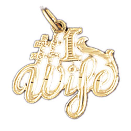 Number One Wife Charm Pendant 14k Gold