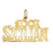 One Hundred Per Cent Sicilian Charm Pendant 14k Gold