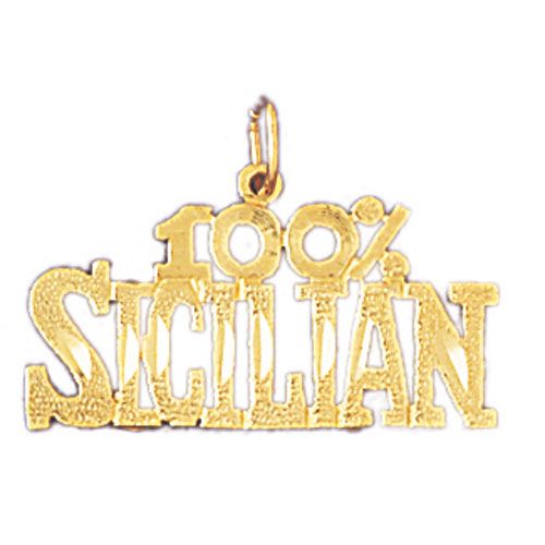 One Hundred Per Cent Sicilian Charm Pendant 14k Gold