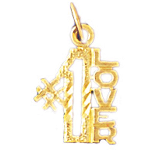 Number One Lover Charm Pendant 14k Gold