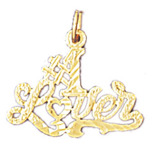 Number One Lover Charm Pendant 14k Gold